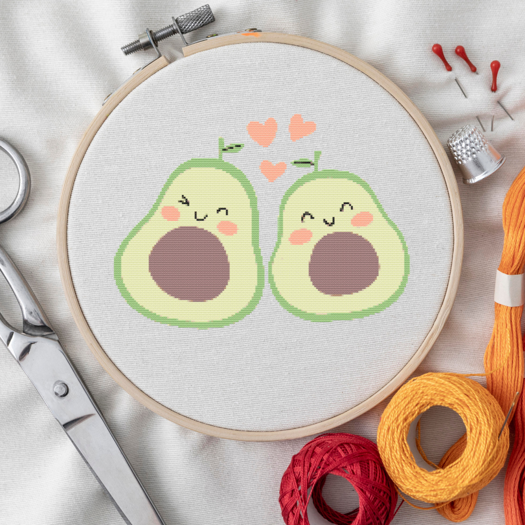 Avocado Love Cross Stitch Pattern